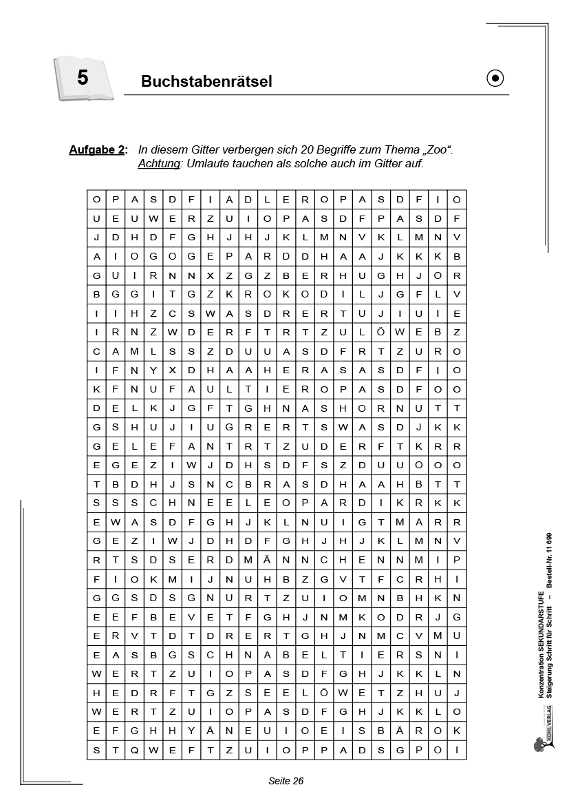 Konzentration Sekundarstufe