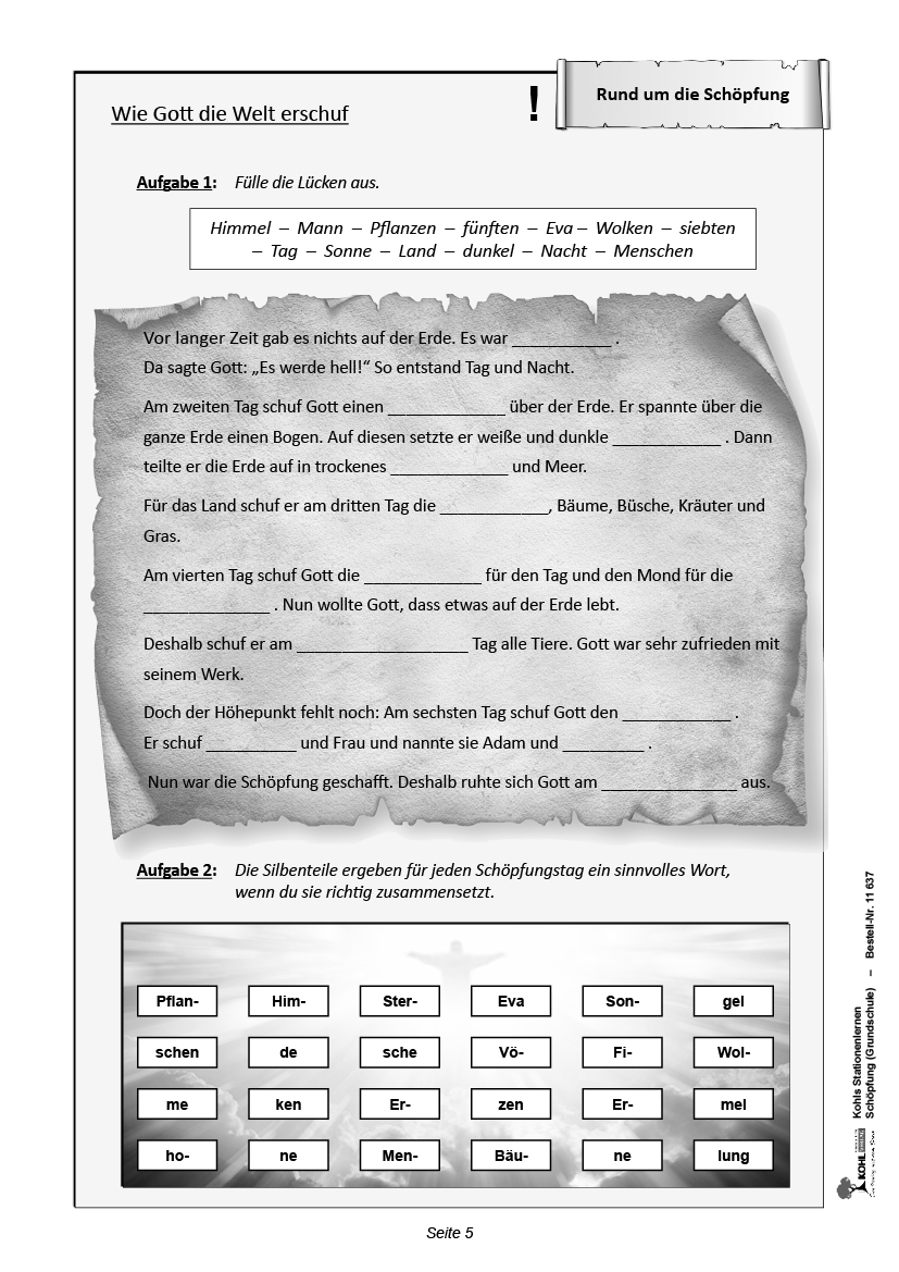 Stationenlernen Schöpfung / Grundschule