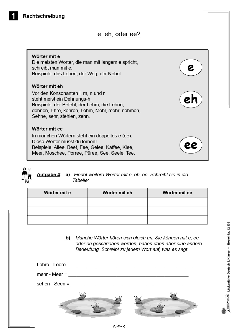 Lückenfüller Deutsch / Klasse 3