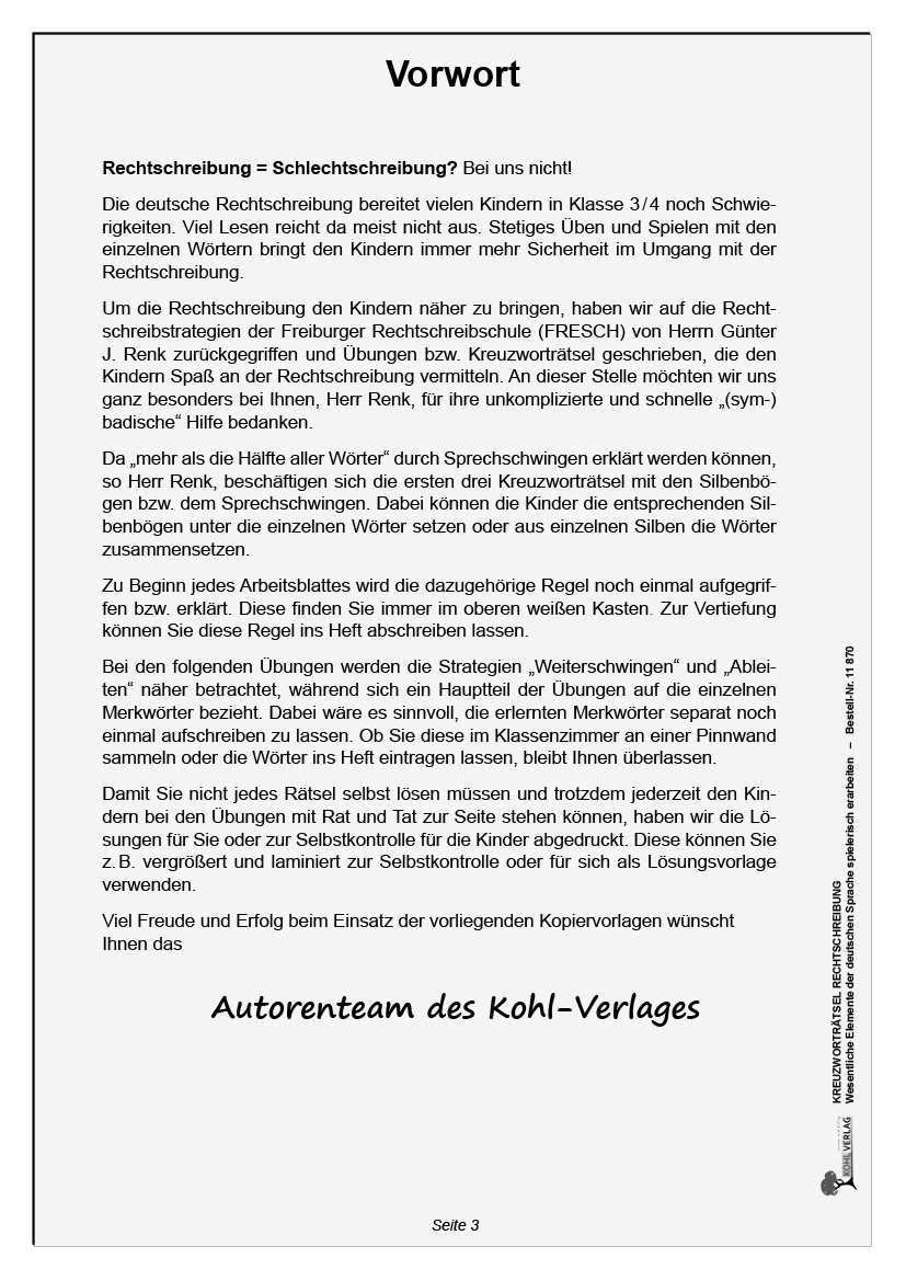 Kreuzworträtsel Rechtschreibung