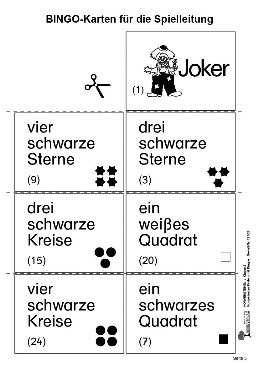 Hörverstehen-Bingo / Klasse 2