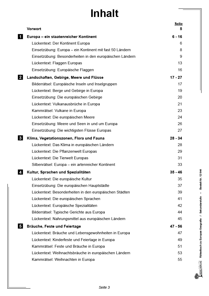 Rätselbuch zu Europas Geografie