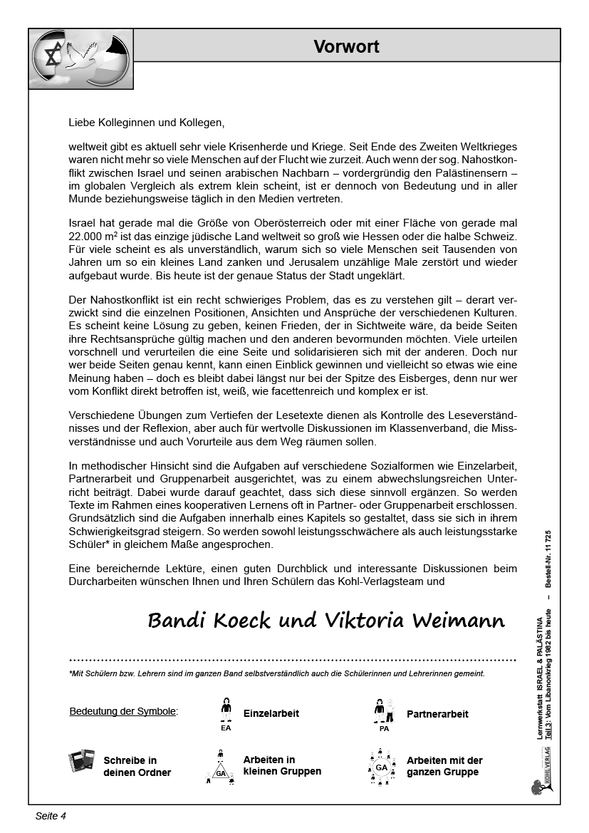 Lernwerkstatt Israel und Palästina 3 Lernwerkstatt Israel und Palästina 3