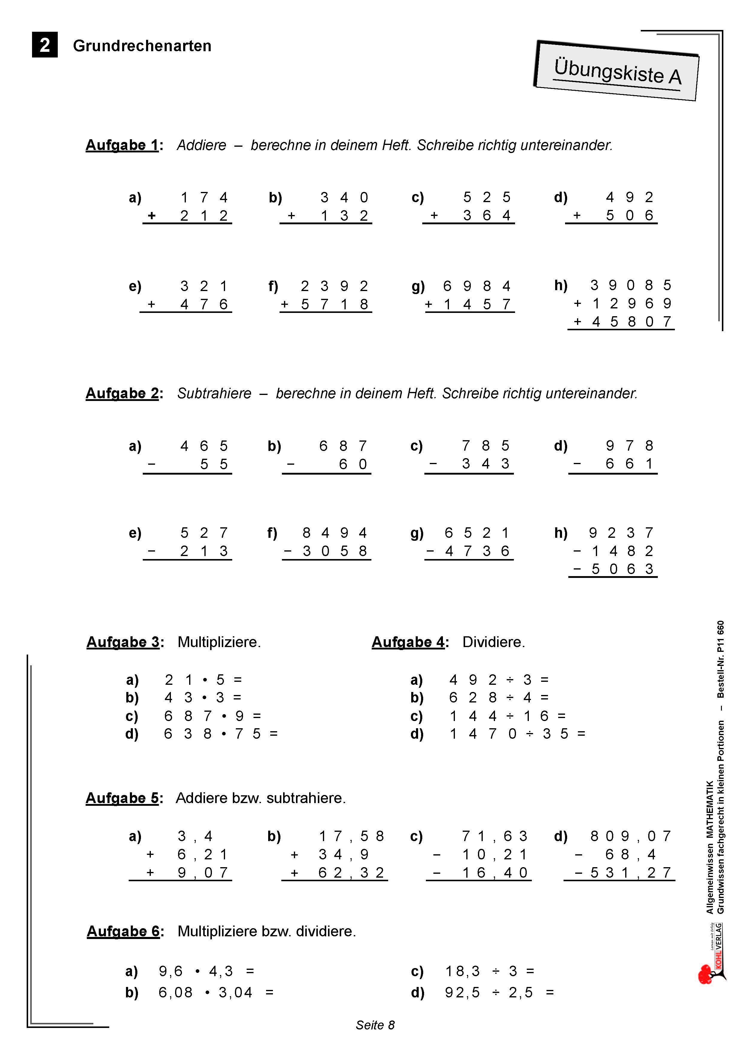 Allgemeinwissen fördern MATHEMATIK: Grundrechenarten