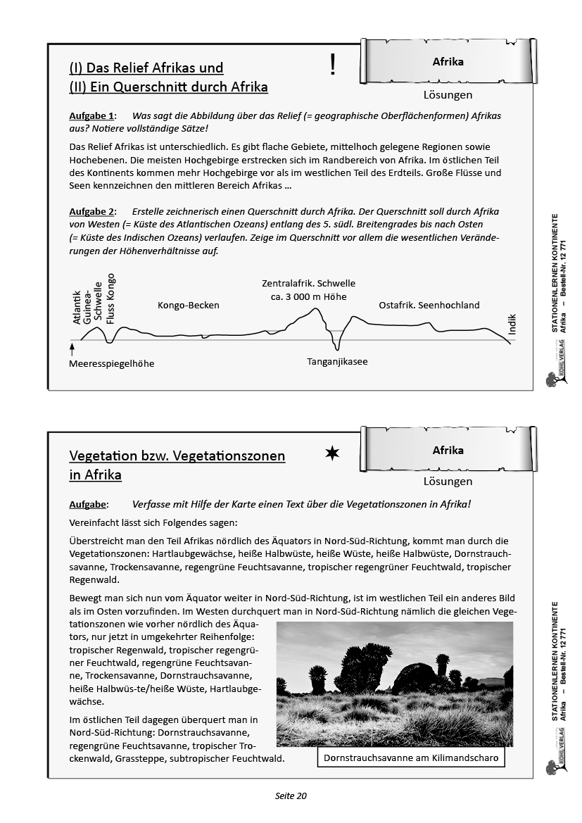 Stationenlernen Kontinente / Afrika