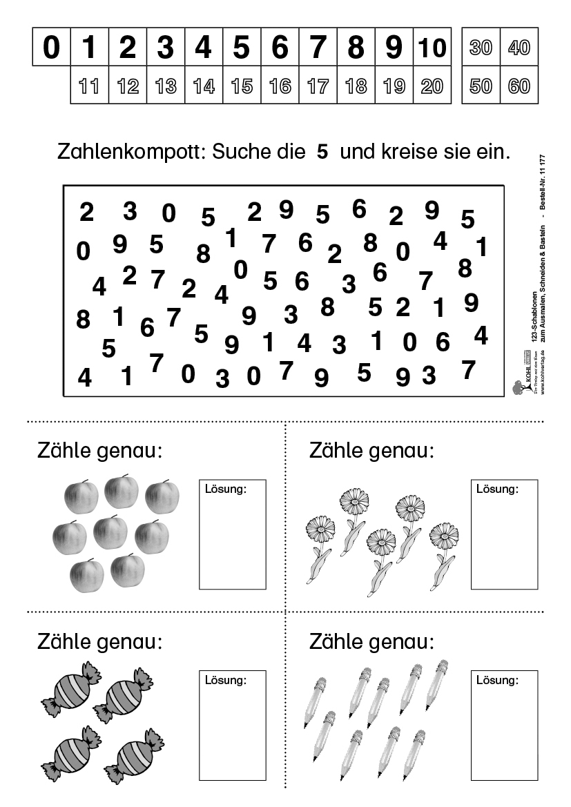 123-Schablonen zum Ausmalen, Schneiden und Basteln