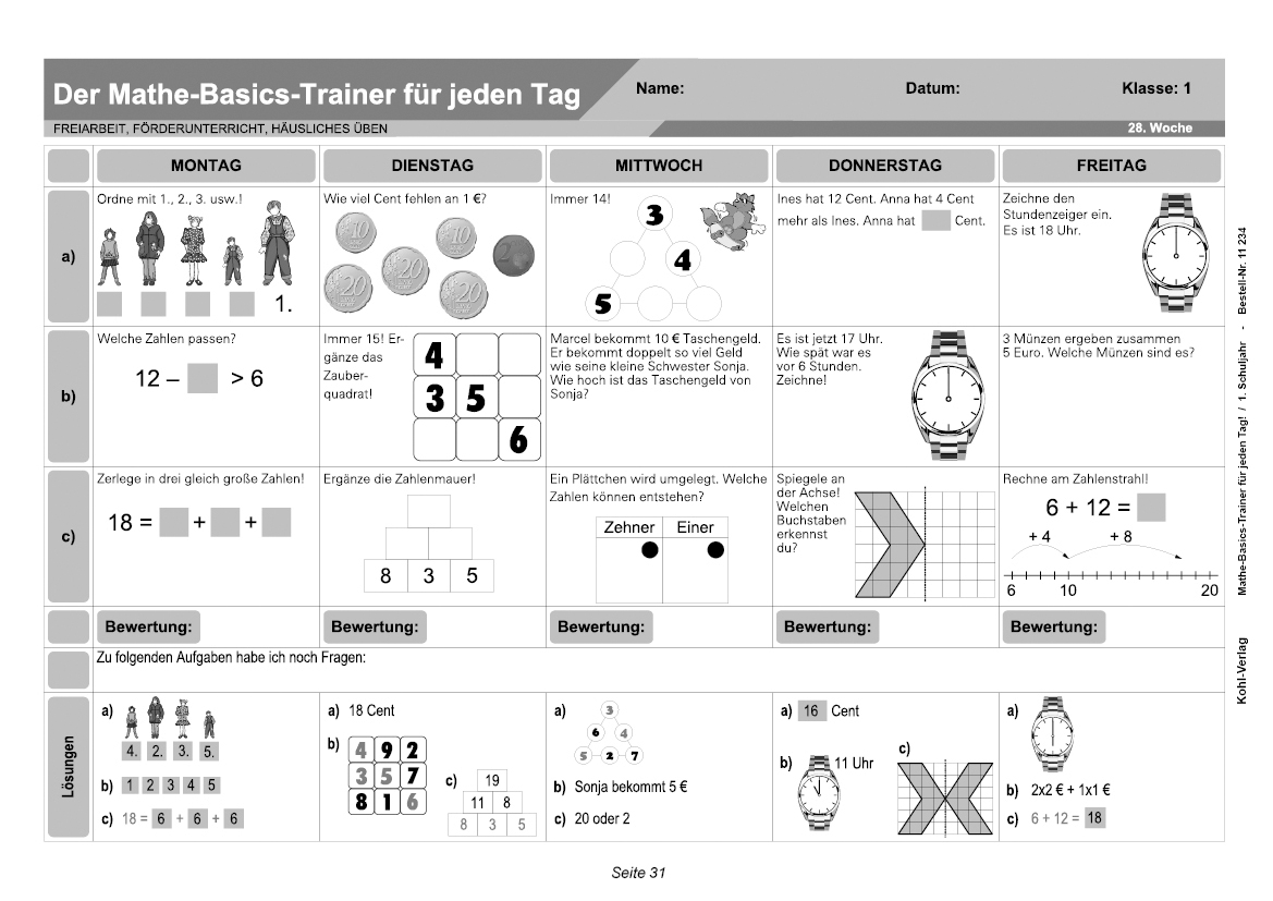 Mathe-Basics-Trainer / Klasse 1