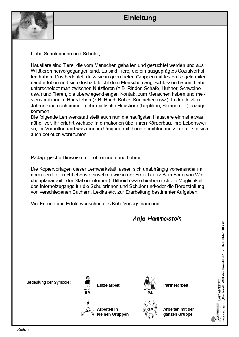 Lernwerkstatt Die bunte Welt der Haustiere Lernwerkstatt Die bunte Welt der Haustiere