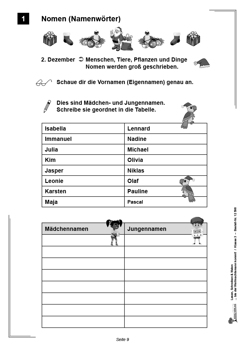 Lesen, Schreiben & Malen ... bis der Weihnachtsmann kommt! / Klasse 3 - 24 Lese-Rechtschreibübungen