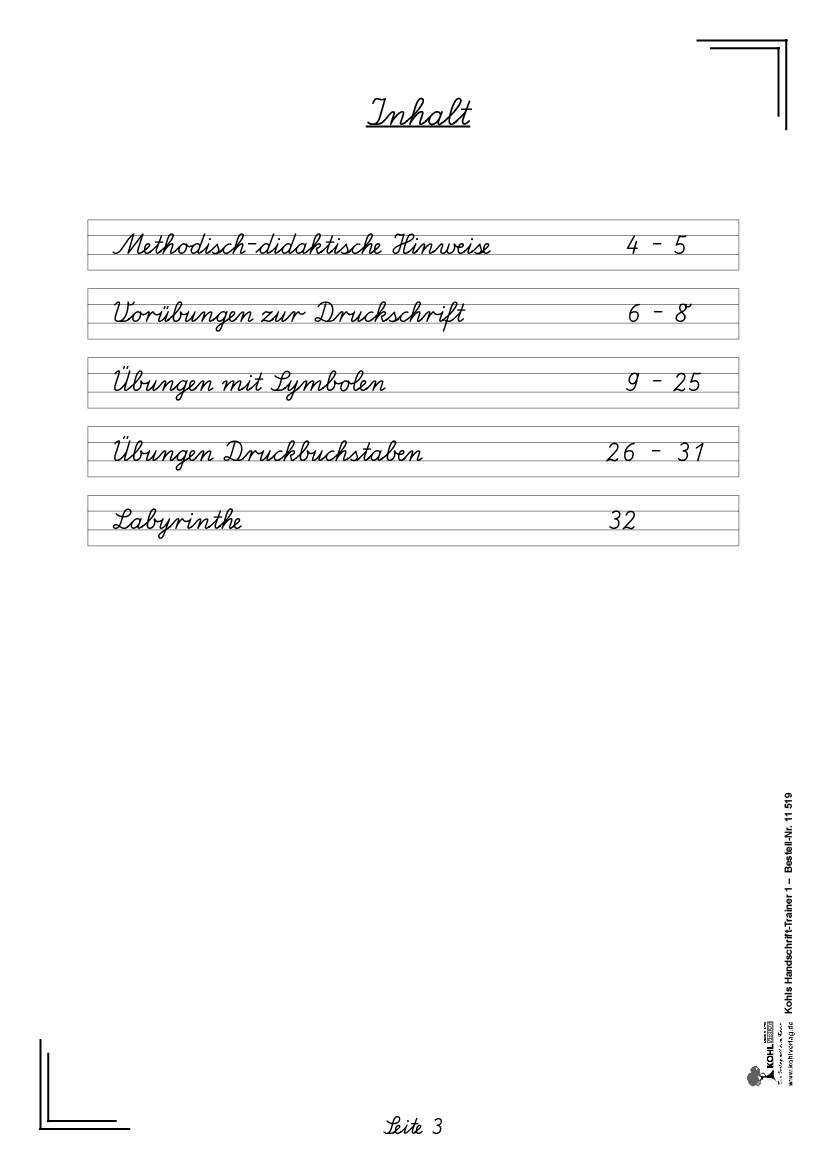 Handschrift-Trainer 1 - VORBEREITUNGSKURS
