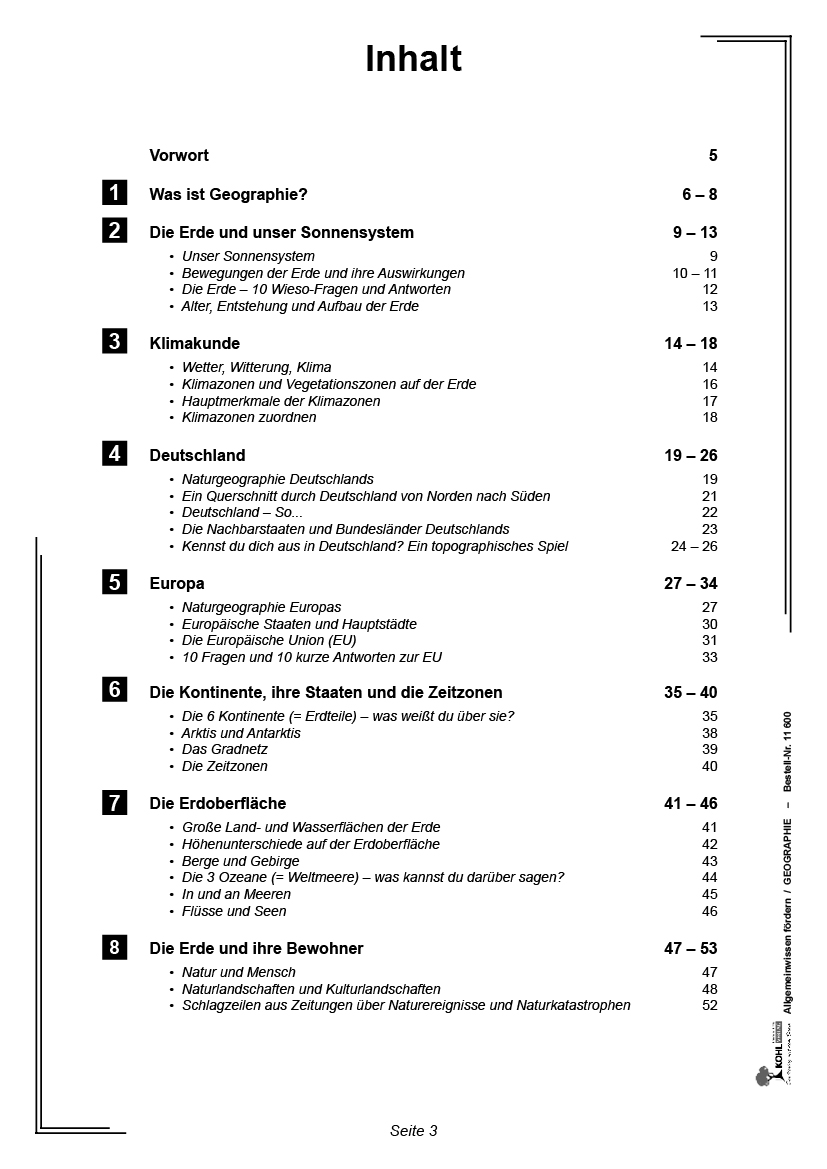 Allgemeinwissen fördern ERDKUNDE