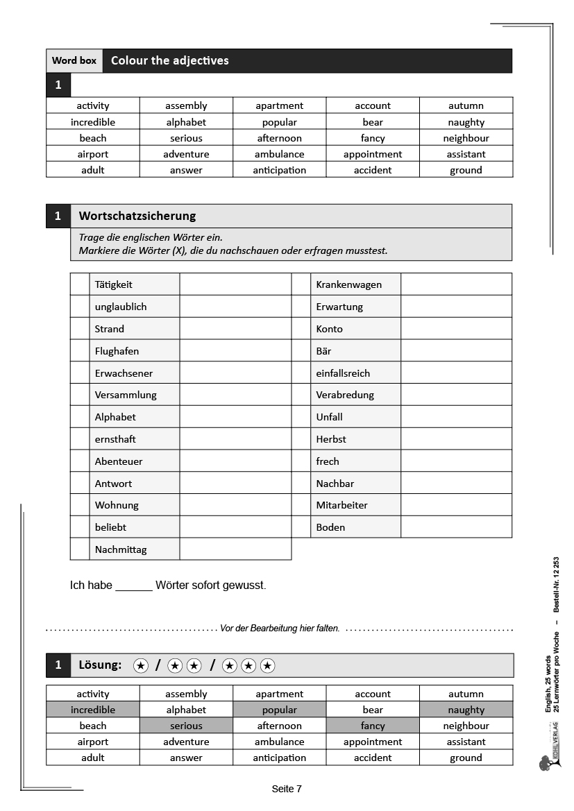 English, 25 words