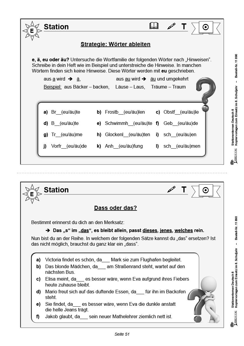 Stationenlernen Deutsch / Klasse 8