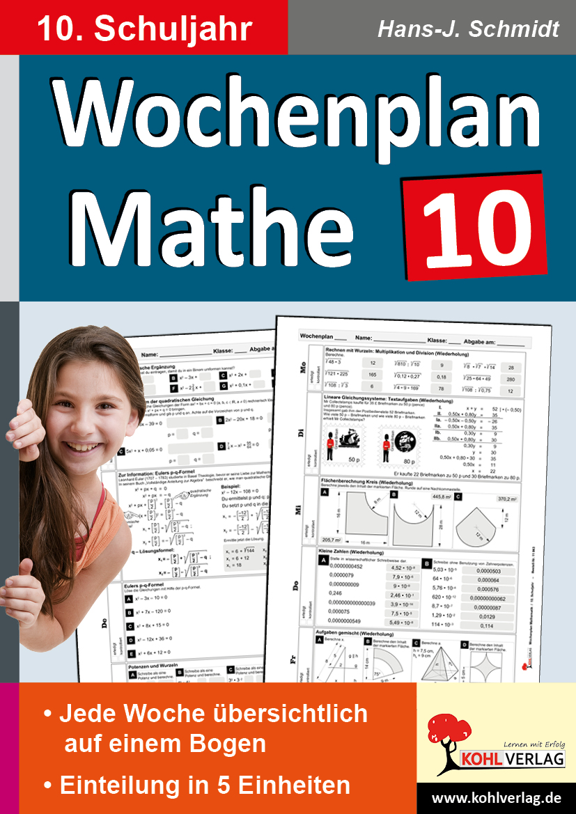 Wochenplan Mathe / Klasse 10 - Jede Woche übersichtlich auf einem Bogen! (10. Schuljahr)