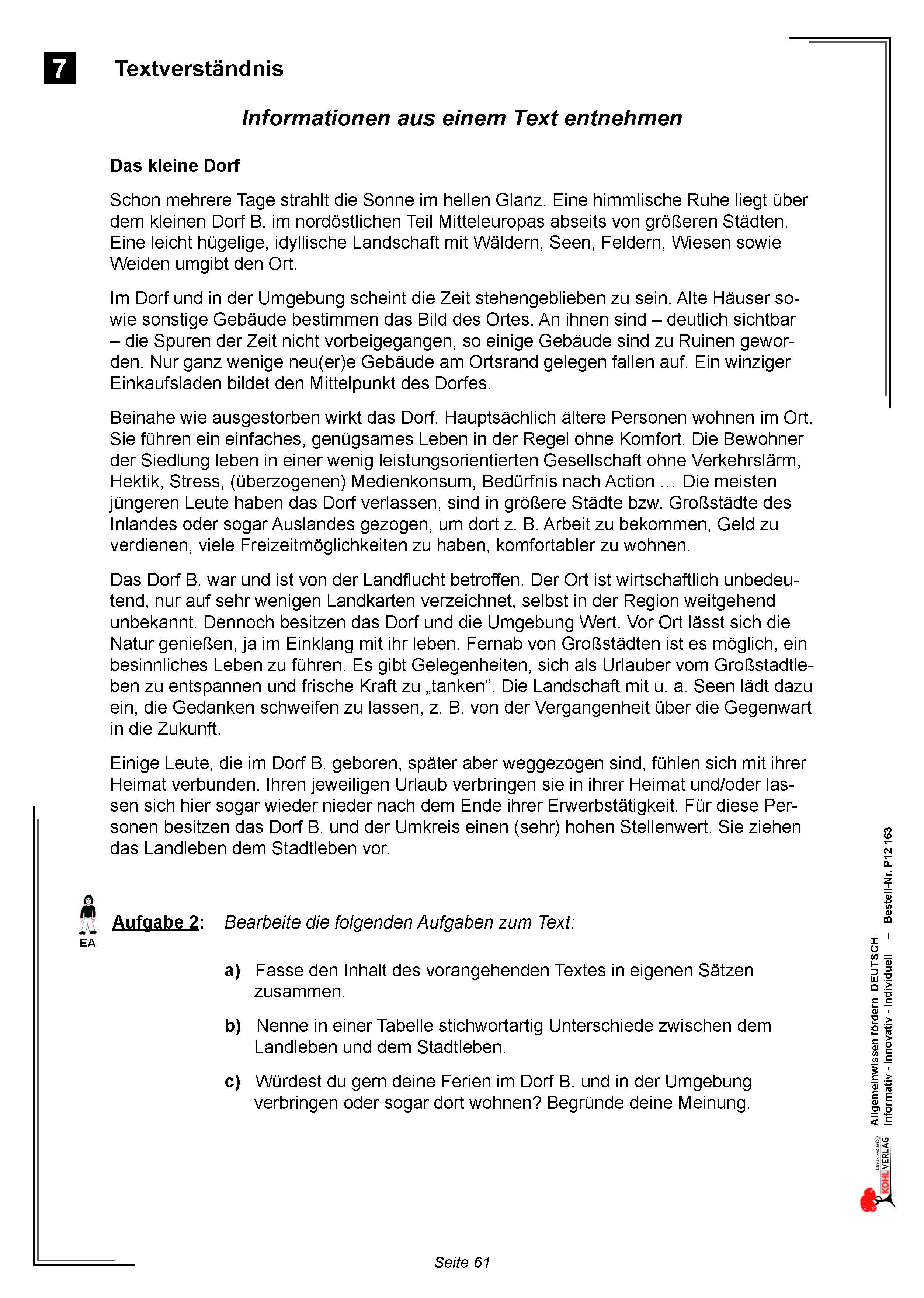 Allgemeinwissen fördern DEUTSCH: Textverständnis Allgemeinwissen fördern DEUTSCH: Textverständnis