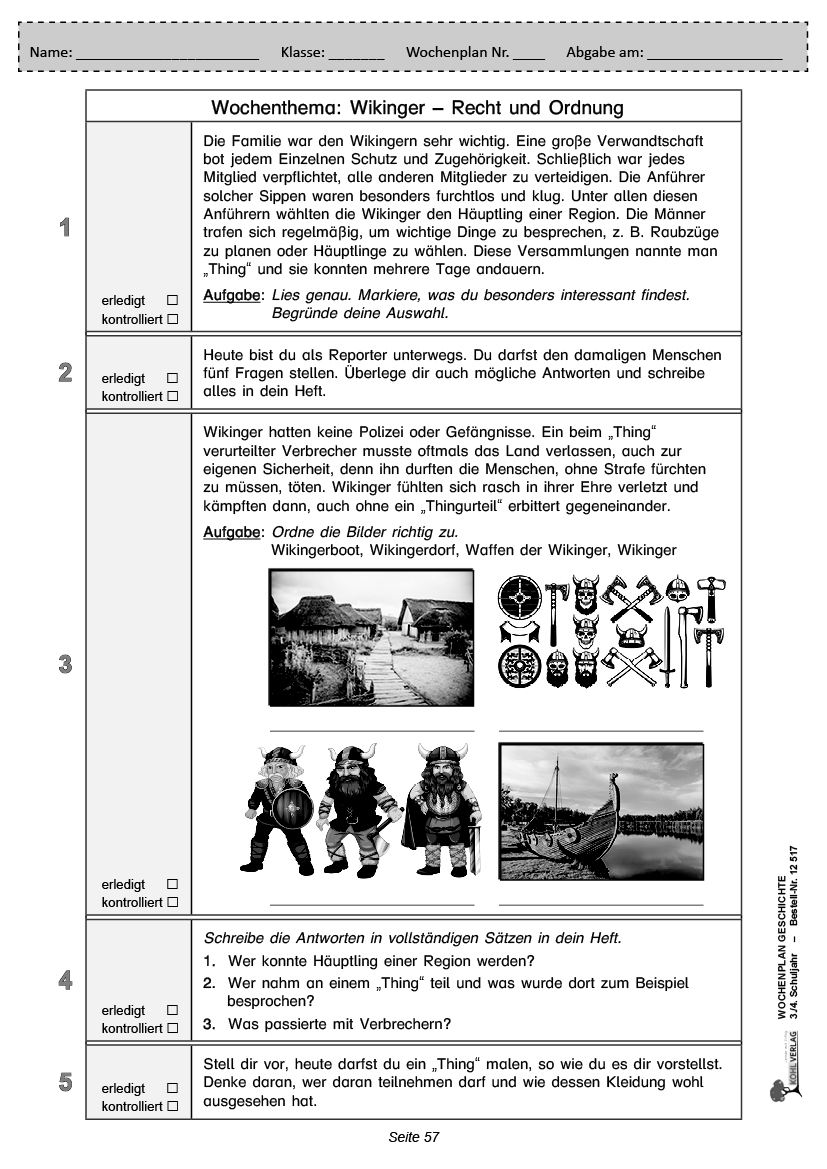 Wochenplan Geschichte