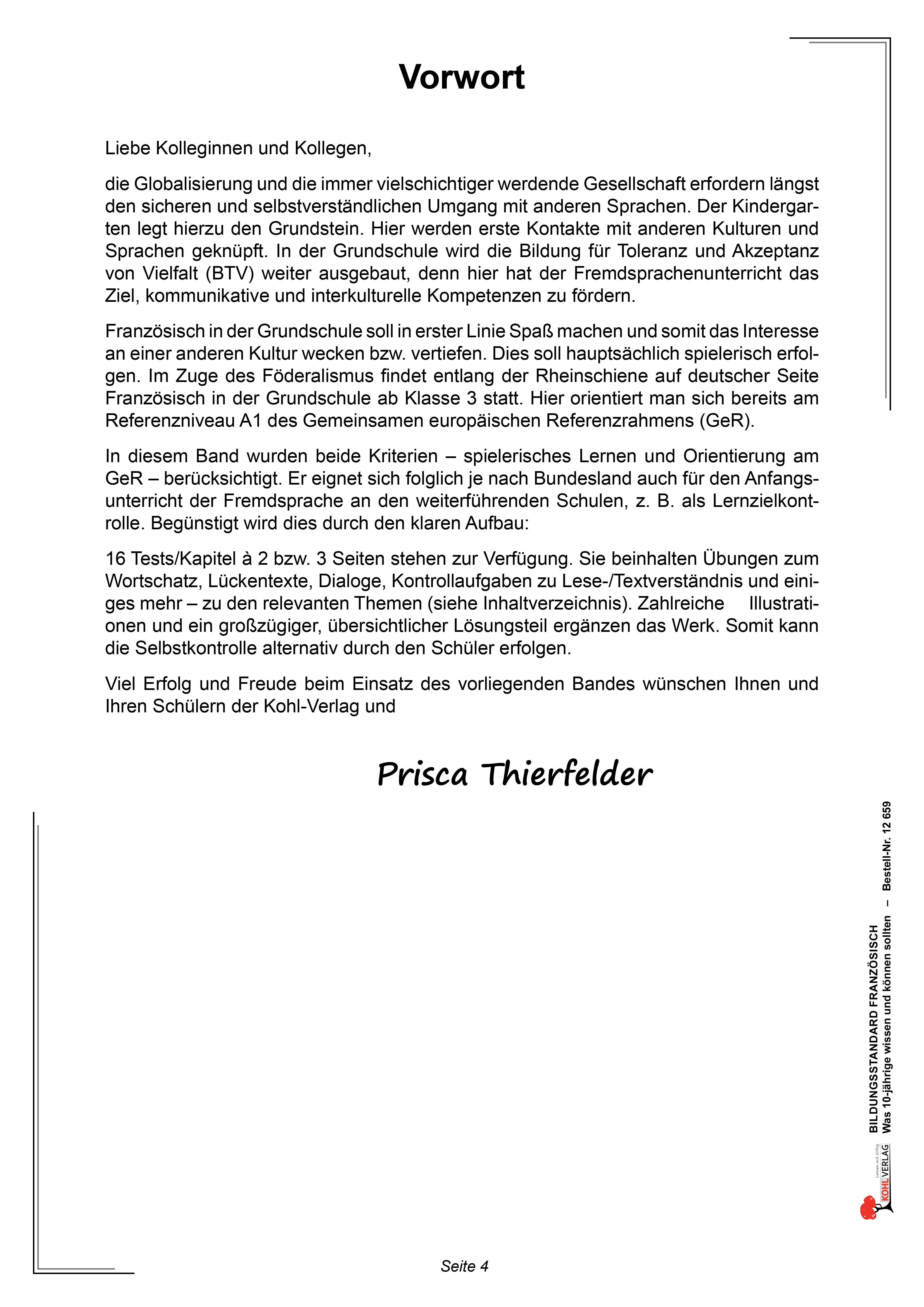 Bildungsstandard Französisch / Klasse 4