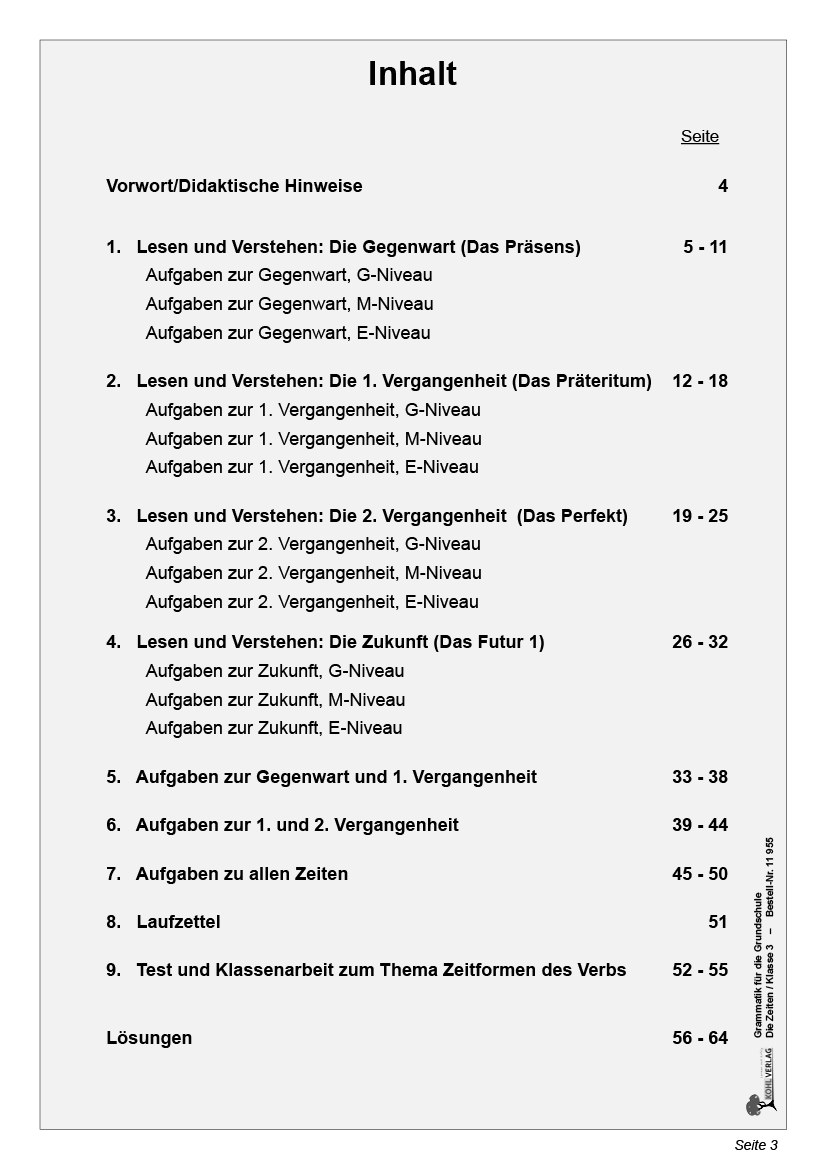 Grammatik für die Grundschule - Die Zeiten / Klasse 3