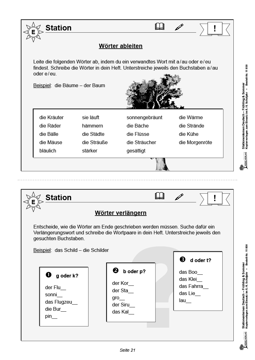 Stationenlernen Deutsch / Frühling & Sommer - Klasse 5/6