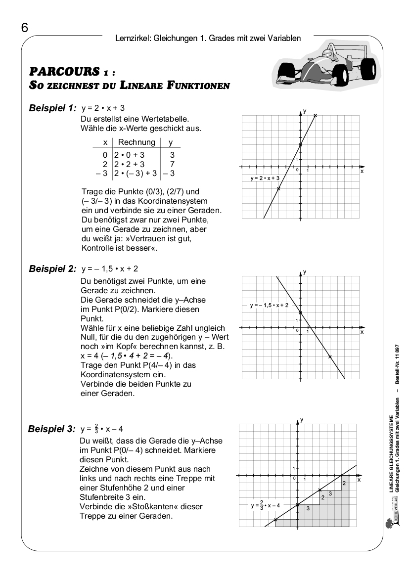 Lineare Gleichungssysteme - Gleichungen 1. Grades mit zwei Variablen