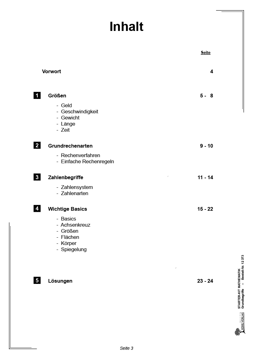 Starter-Kit Mathematik  -  Grundbegriffe