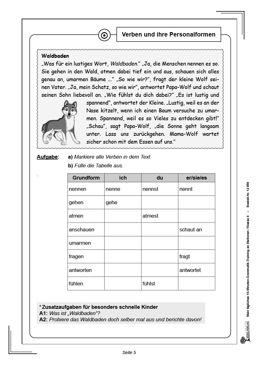 Mein tägliches 10-Minuten-Grammatik-Training an Stationen / Klasse 5