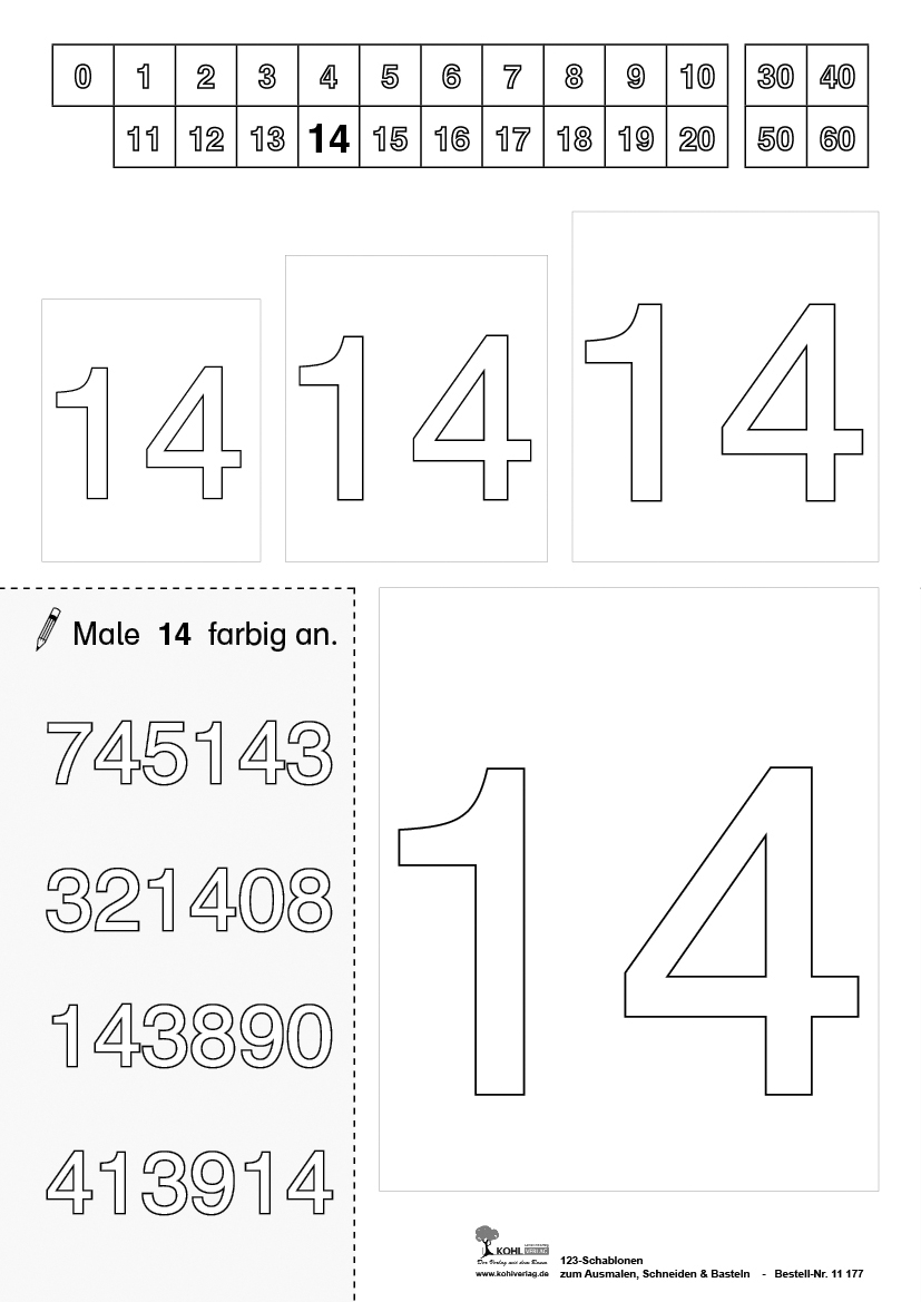 123-Schablonen zum Ausmalen, Schneiden und Basteln
