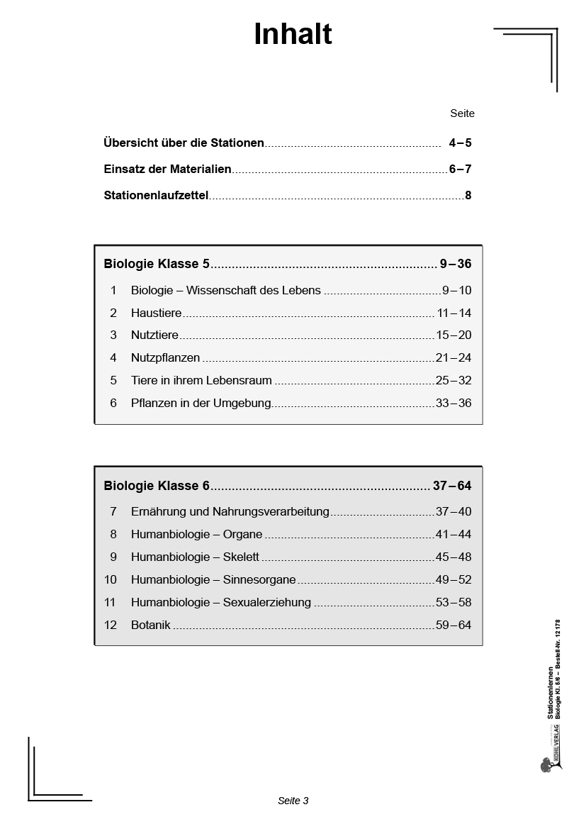 Stationenlernen Biologie 5/6