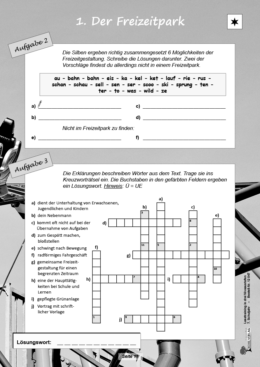 Lesetraining in drei Niveaustufen / Klasse 7
