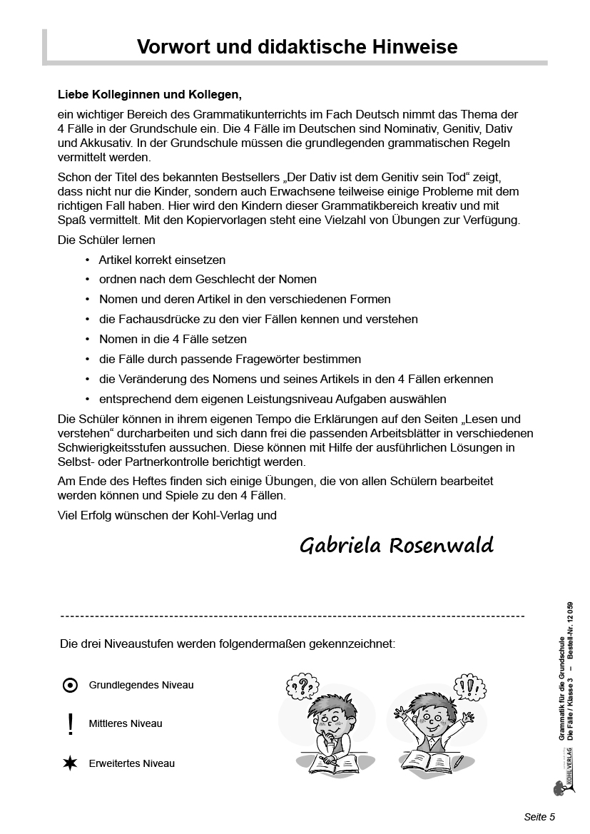 Grammatik für die Grundschule - Die Fälle / Klasse 3