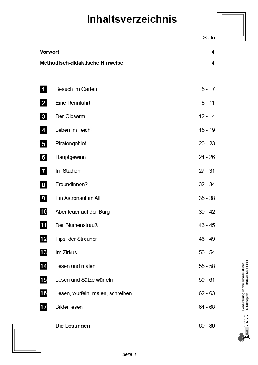 Lesetraining in drei Niveaustufen / Klasse 1
