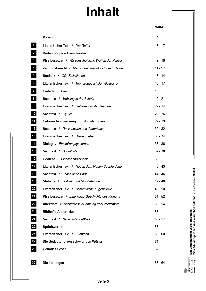 Bildungsstandard Lesekompetenz / Klasse 8