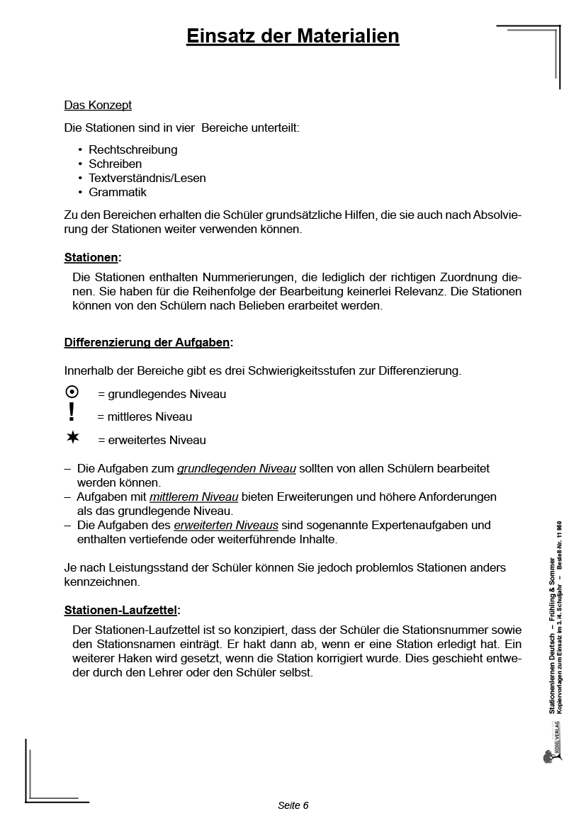 Stationenlernen Deutsch / Frühling & Sommer - Klasse 3/4