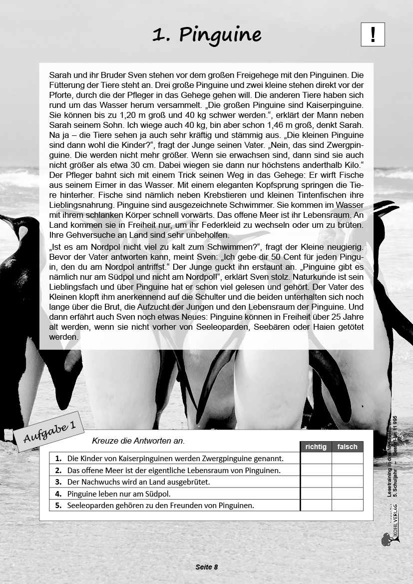 Lesetraining in drei Niveaustufen / Klasse 5