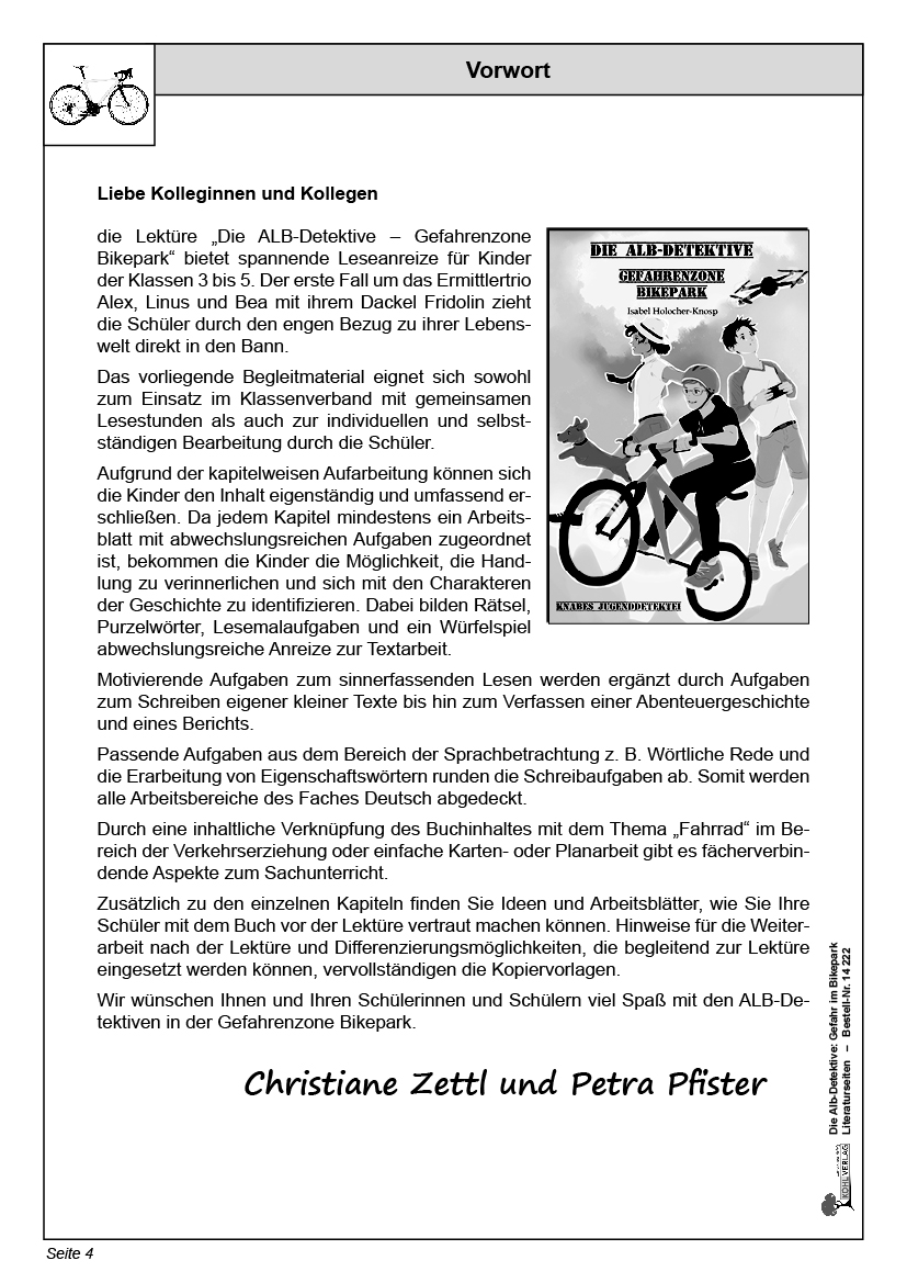 Die Alb-Detektive: Gefahrenzone Bikepark - Literaturseiten