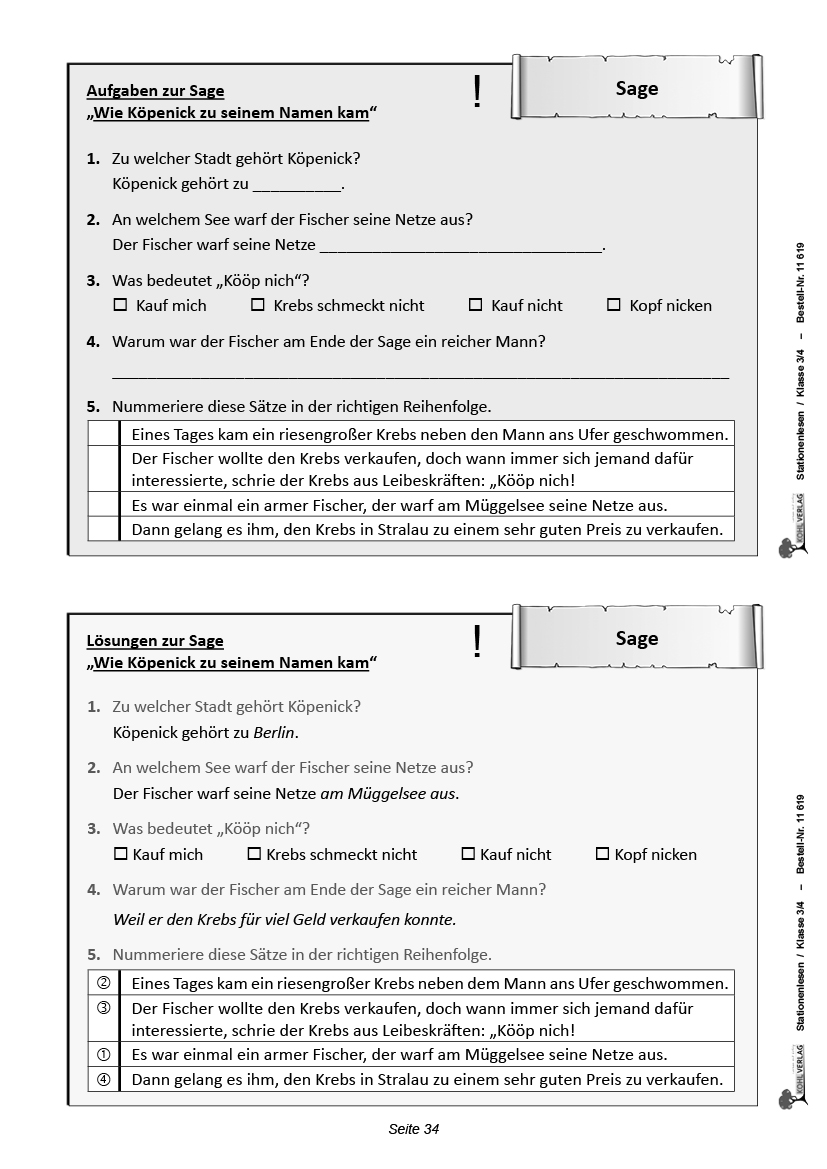 Stationenlesen Klasse 3/4