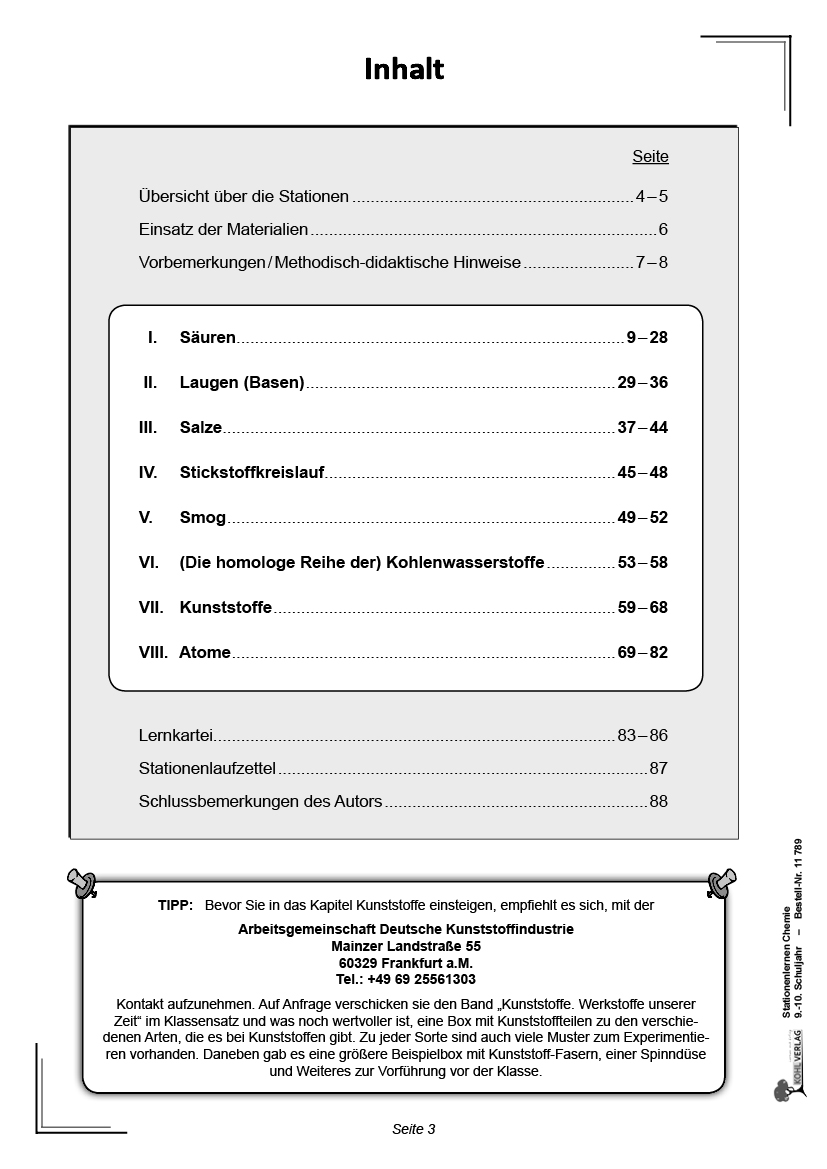 Stationenlernen Chemie / Klasse 9-10