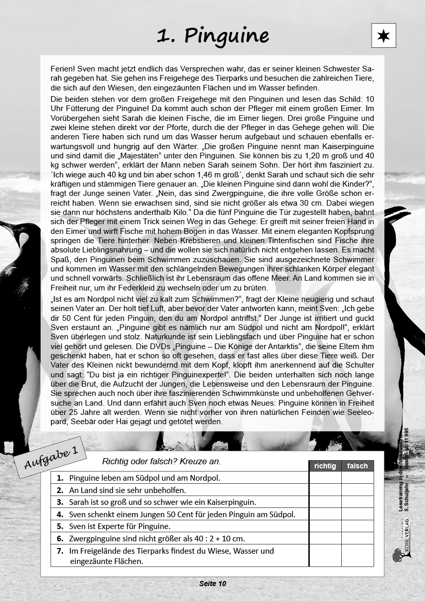 Lesetraining in drei Niveaustufen / Klasse 5