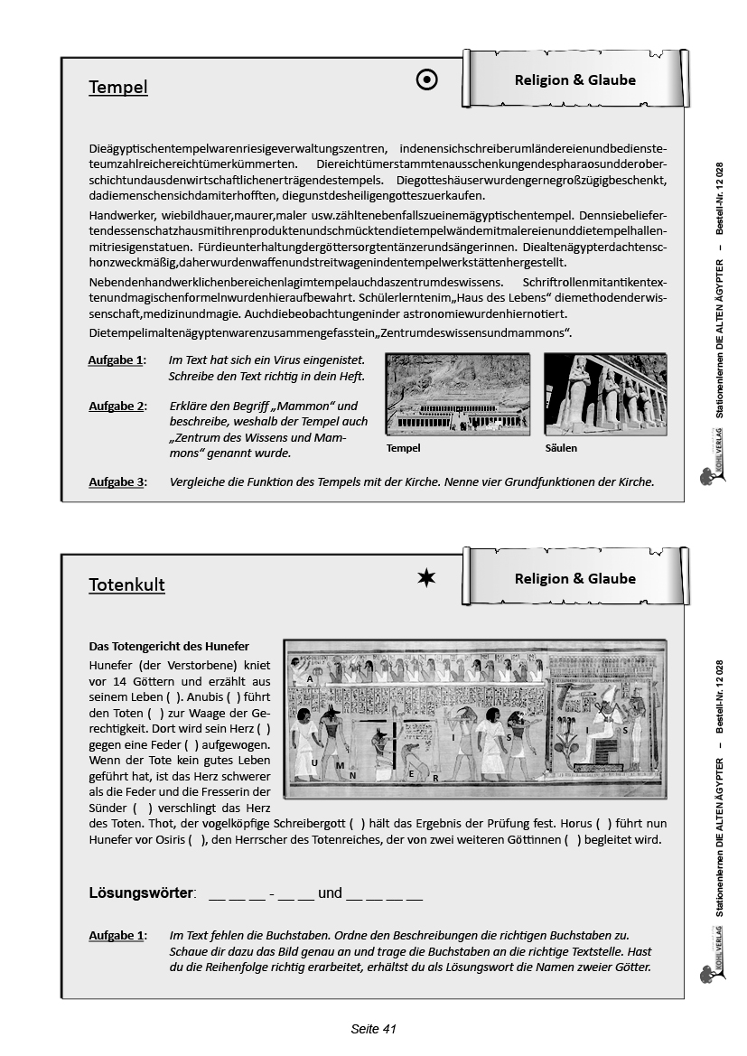 Stationenlernen Die alten Ägypter