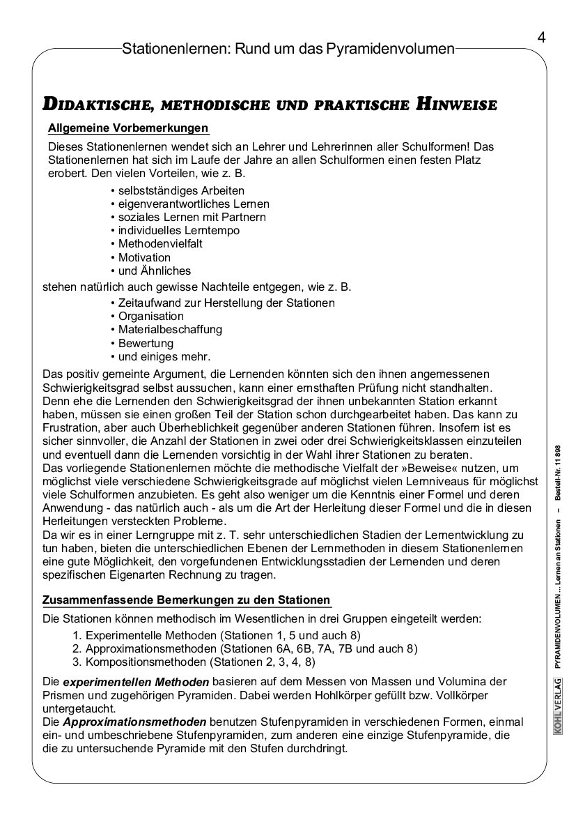 Pyramidenvolumen - Lernen an Stationen