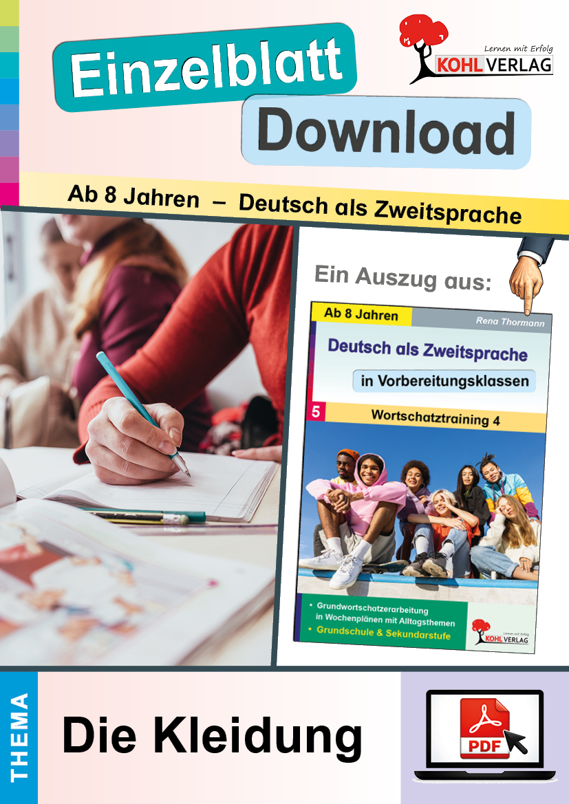 Deutsch als Zweitsprache in Vorbereitungsklassen - Wortschatztraining: Die Kleidung