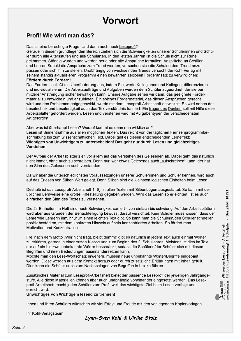 Wir werden Leseprofi - Arbeitsheft / Klasse 1