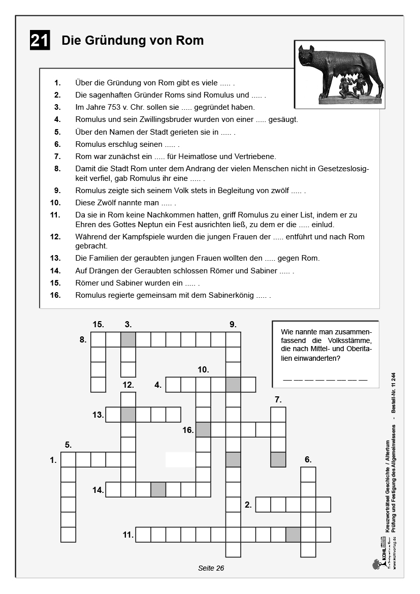 Kreuzworträtsel Geschichte / Altertum