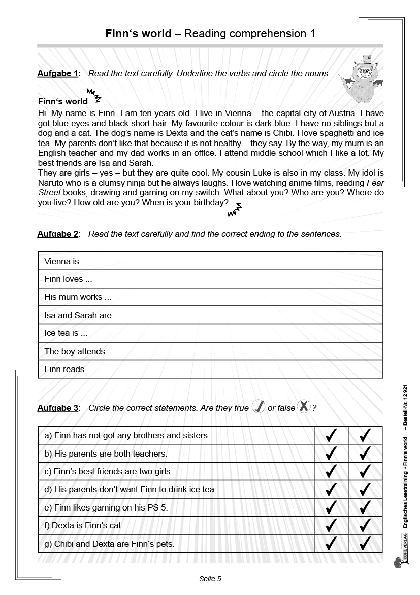 Englisches Lesetraining - Finn's world