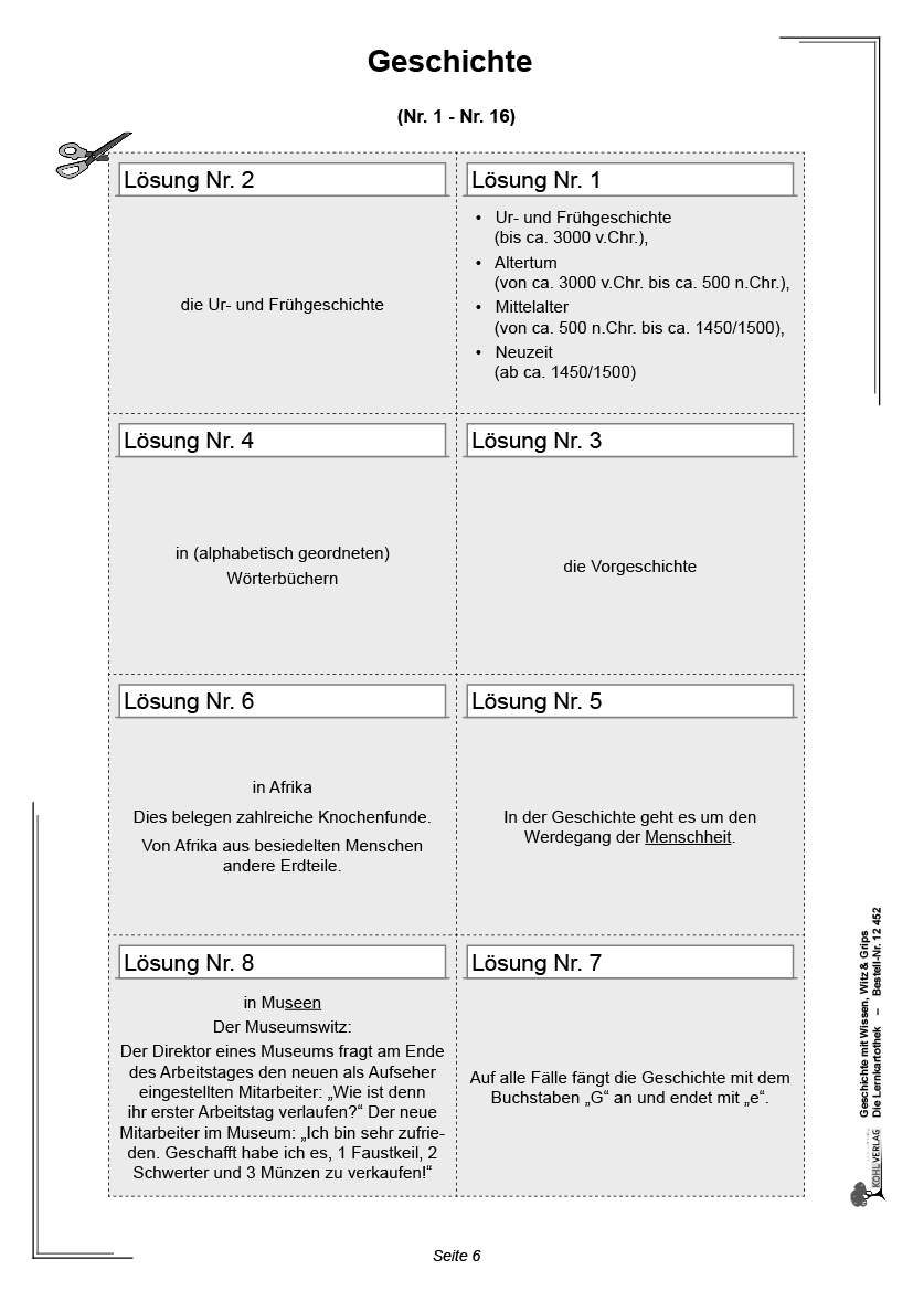 Geschichte mit Wissen, Witz & Grips  -  Die Lernkartothek