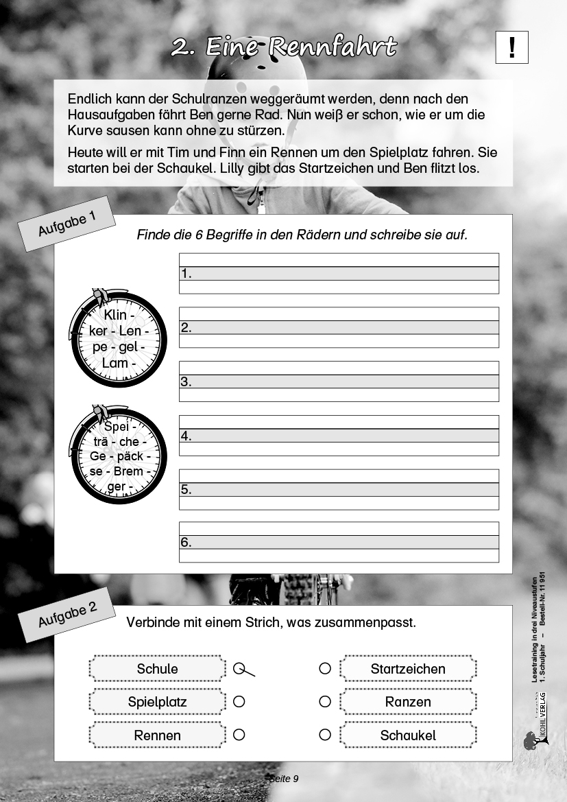 Lesetraining in drei Niveaustufen / Klasse 1