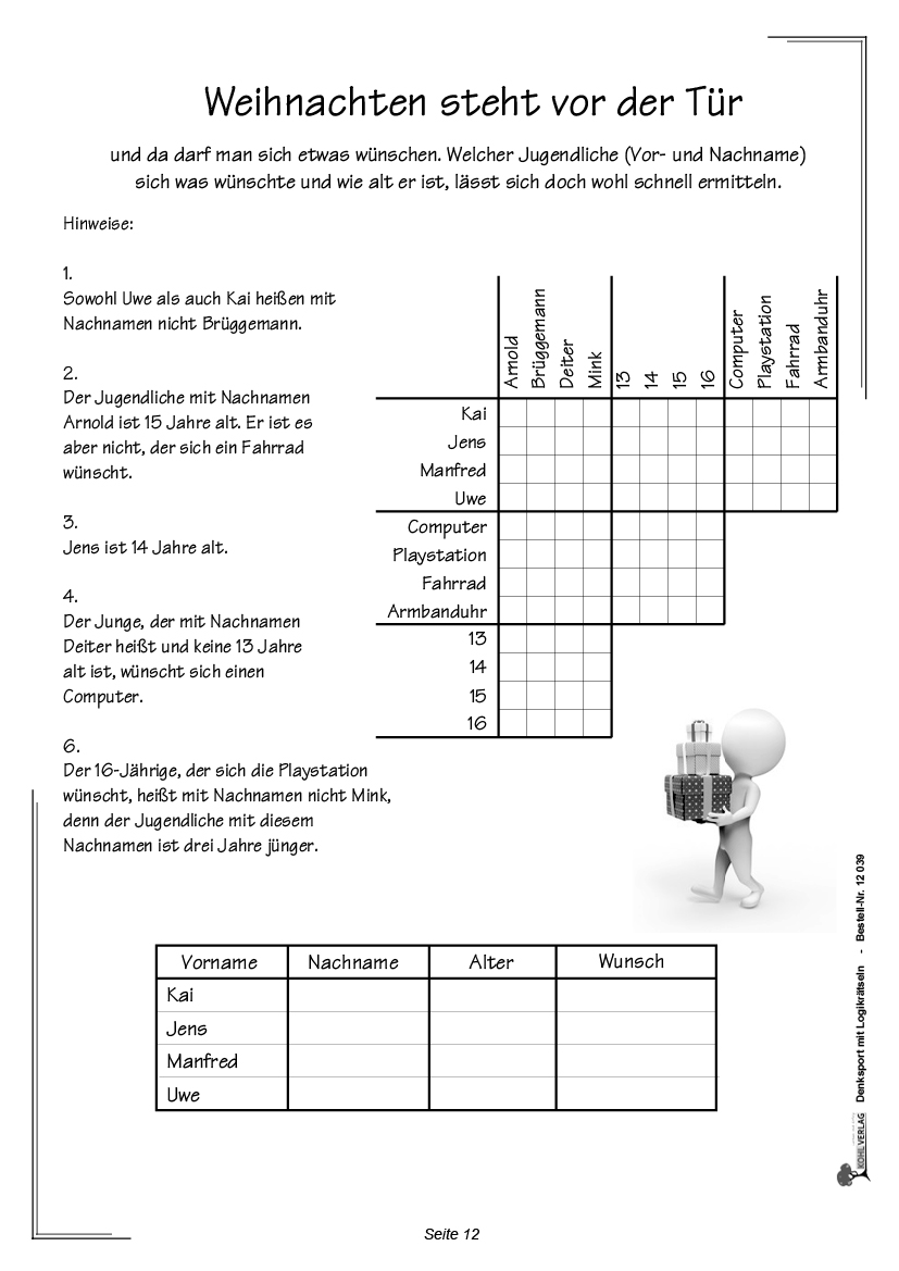 Denksport mit Logikrätseln