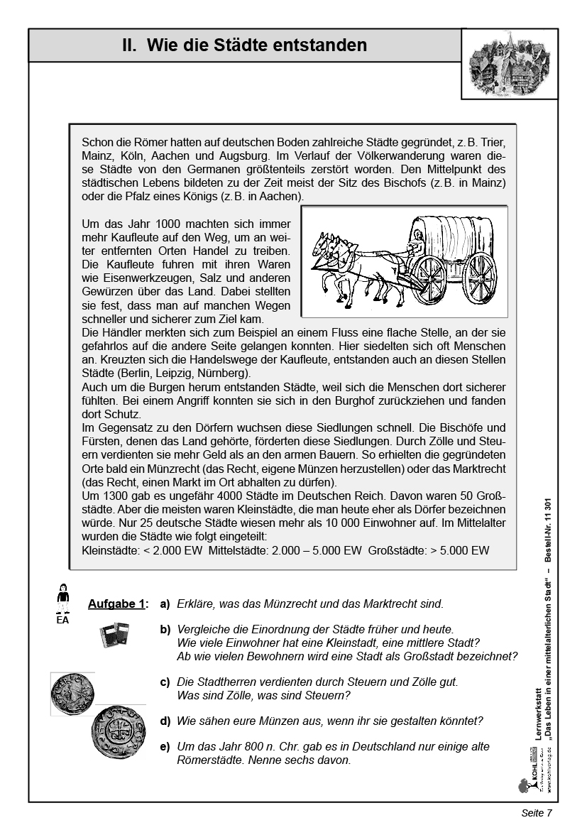 Leben in der mittelalterlichen stadt unterrichtsmaterial