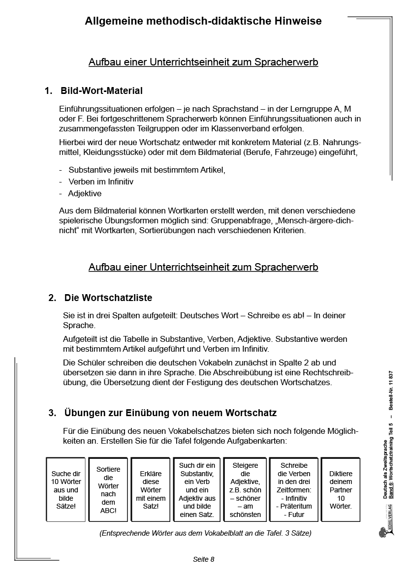 Deutsch als Zweitsprache in Vorbereitungsklassen - Band 6: Wortschatztraining Teil 5