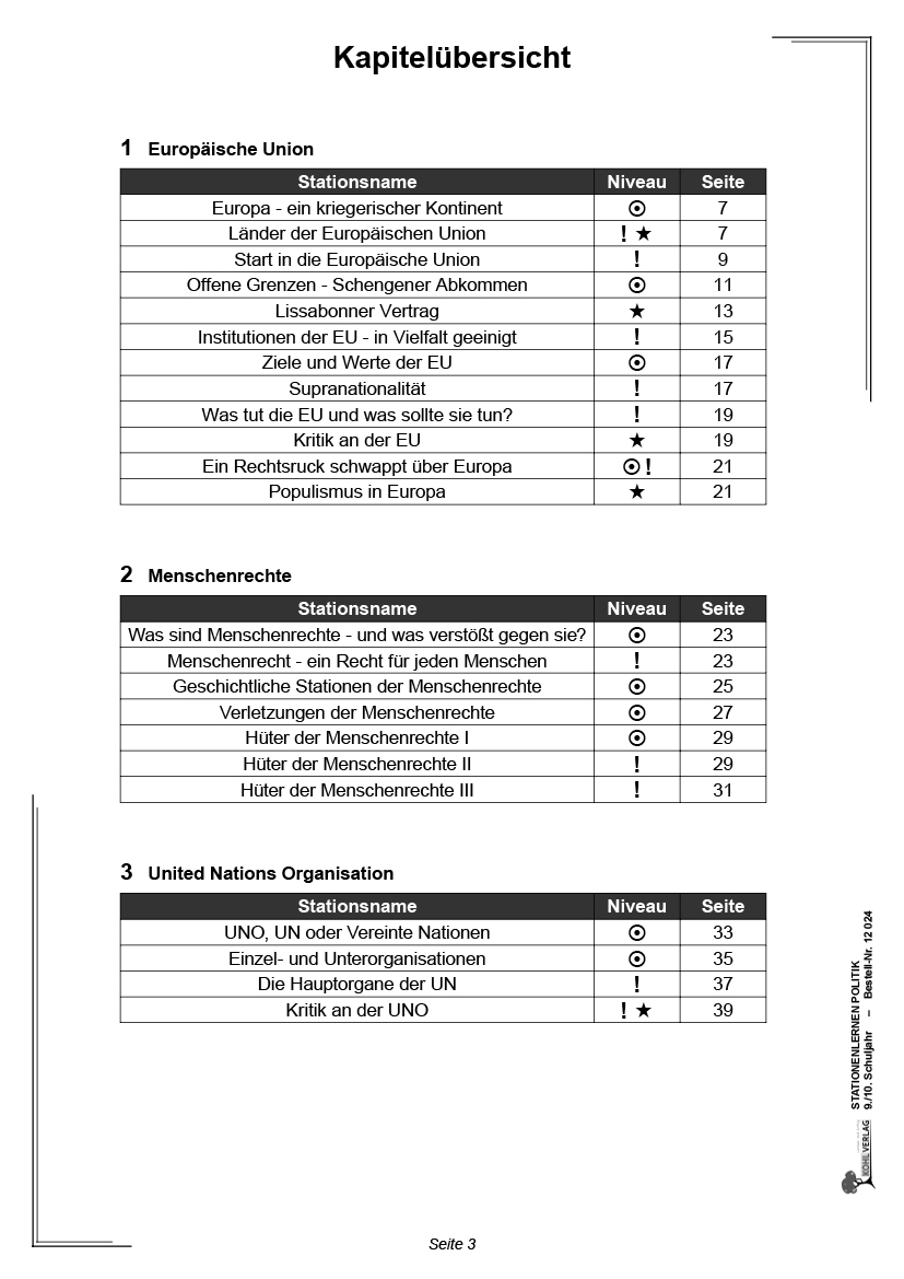 Stationenlernen Politik / Klasse 9-10